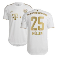 Youth 2022-2023 Bayern Munich Thomas Müller 25 Away White Authentic Jersey